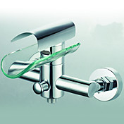 Contemporary Brass Tub Faucet with Glass Spout (Wall Mount)