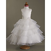 Ball Gown Square Tea-length Satin  Organza Flower Girl Dress