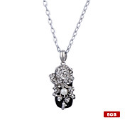 8GB Crystal Pearl Flower Style USB Flash Drive Necklace (Silver)