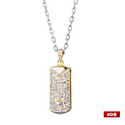 4gb Kristall-Diamant Stil USB-Flash-Laufwerk Halskette (gold)