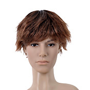 Short Curly Brown Side Bang Men Hair Wig