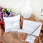 collection de mariage mis en satin ivoire avec broderie papillon (5 pièces)
