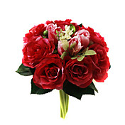 Elegant Silk Rose With Chiffon Decoration Round Wedding Bouquet/ Bridal Bouquet