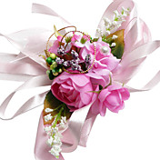 Elegant Fuchsia Silk Rose And Camellia With Chiffon Decoration Wedding/ Bridal Wrist Flower