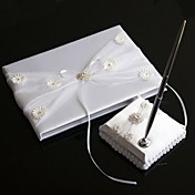 "The Precious" Wedding Guest Book And Pen Set With Crystal Cluster