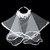 satin magnifique / dentelle avec de fille de fleur en strass voile de mariée / serre-tête (0986-TS005)