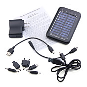 6-in-1 Portable Solar Panel Charger + LED Flashlight for iPhone 4/Cellphones (Black)