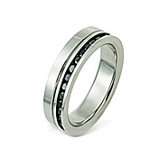 Chic Men's Silver Titanium With Blue Rhinestone Ring