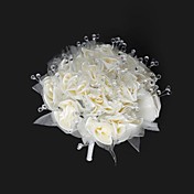 elegante organza / satin med krystal runde brudebuketten / brudebuket