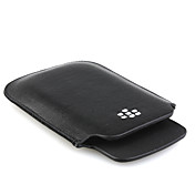 PU de protección estuche de cuero negro para blackberry 9800