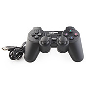 USB 2.0 con cable de doble descarga 2 controlador de juegos para PC (negro)