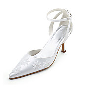 Top Quality Lace/ Satin Upper High Heel Closed-toes With Beading Wedding Shoes/ Bridal Shoes