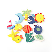 Cartoon Style Mini Wooden Fridge Magnet (12-Pack)