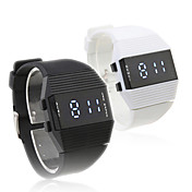 Pair of Silicone Band Sports Style Blue Light LED Wrist Watches - Black & White