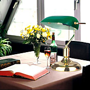 60W Antique Inspired Table Light in Green Shade (Gold)