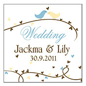 Personalized Square Favor Stickers—Love of birds (set of 90)