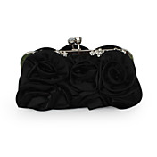 Gorgeous Satin Shell With Rhinestone/ Satin Flowers Evening Bag Handbag Purse Clutch