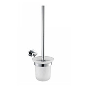 Frosted Glass Toilet Brush Holder With Wall Mount Shelf