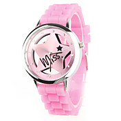 Silikon-Band Quarz-Armbanduhr für Frauen (Pink)