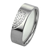 Women's Silver With Clear Titanium Steel Ring