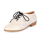Leather Upper Chunky Heel Closed Toe With Lace-up Honeymoon Shoes