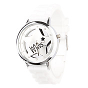 Unisex Quartz Uhr Mit Kristall Dekoration und Hohlgravur (Weiß)