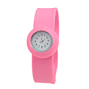 banda de silicona suave reloj de cuarzo pulsera para niños (rosa)