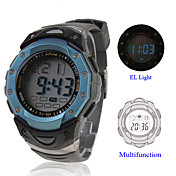 Waterproof Digital Multifunction EL Light Automatic Watch with Calendar & Alarm & Chronograph - Blue