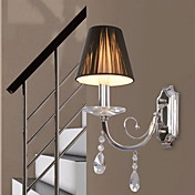 Elegant Crystal Wall Light with Fabric Shade