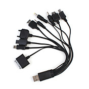 Cable Con Adaptación a 10 Conectores Diferentes a USB, para Carga y Trasmisión de Datos para Teléfonos Móvil/MP3/MP4/GPS
