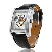 Reloj Pulsera Mecánico con Correa de Cuero Negra