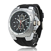 Reloj Pulsera Ejecutivo PC de Movimiento de Caja Plateada y Correa Moderna de Silicona Negra