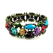 Flower Shape Ladies' Rhinestone Bangles & Cuffs In Gold Alloy