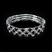 Three Layers Black And Clear Ladies' Rhinestone Wedding Tennis In Silver Alloy