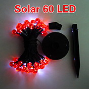 Solar 2m 60-led rot Kugel-Design-String-Lampe für Weihnachten