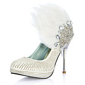Luxurious Leatherette Upper Stiletto Heel Closed Toe With Rhinestone Feather Wedding Shoes
