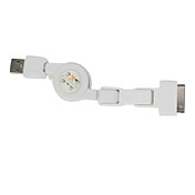 3-em-1 USB retrátil para 30pin, micro usb, mini cabo usb (80cm)