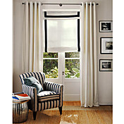 (Two Panels) White Solid Contemporary Lined Window Curtains