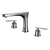 Nickel Brushed Finish Solid Brass Contemporary Widespread Bathroom Sink Faucets