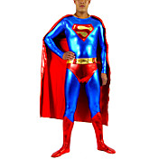 rojo y azul brillante metálico hombres Zentai spandex inspirado en Superman