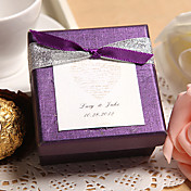 Personalized Purple Favor Box With Double Bow (Set of 24)