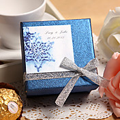 Personalized Blue Favor Box With Silver Bow (Set of 24)