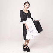 Half-Sleeve Tea-length Black White Jazz Wool Classic Lolita Dress