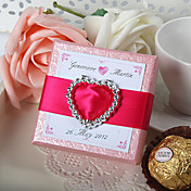 personnalisé boîte de faveur rose avec décoration coeur (jeu de 24)