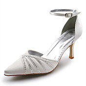 top en satin de qualité moyenne supérieure talon fermé orteils avec des chaussures de mariage strass mariée (30a0383)