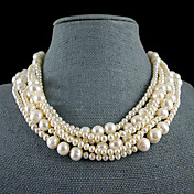 6 Strand White Freshwater Pearl Necklace – 18-19 Inch