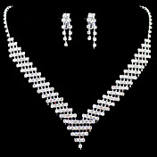 élégant ensemble de bijoux en strass de mariée - 17 pouces collier avec boucles d'oreilles