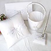 coeurs liés blanc serti de collecte de mariée en satin avec strass (4 pièces)