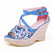 Leatherette Wedge Sandals With Buckle For Party/Evening (More Colors)