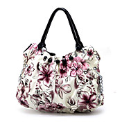 Stylish Lady's Flower PU Handbag / Black Handles